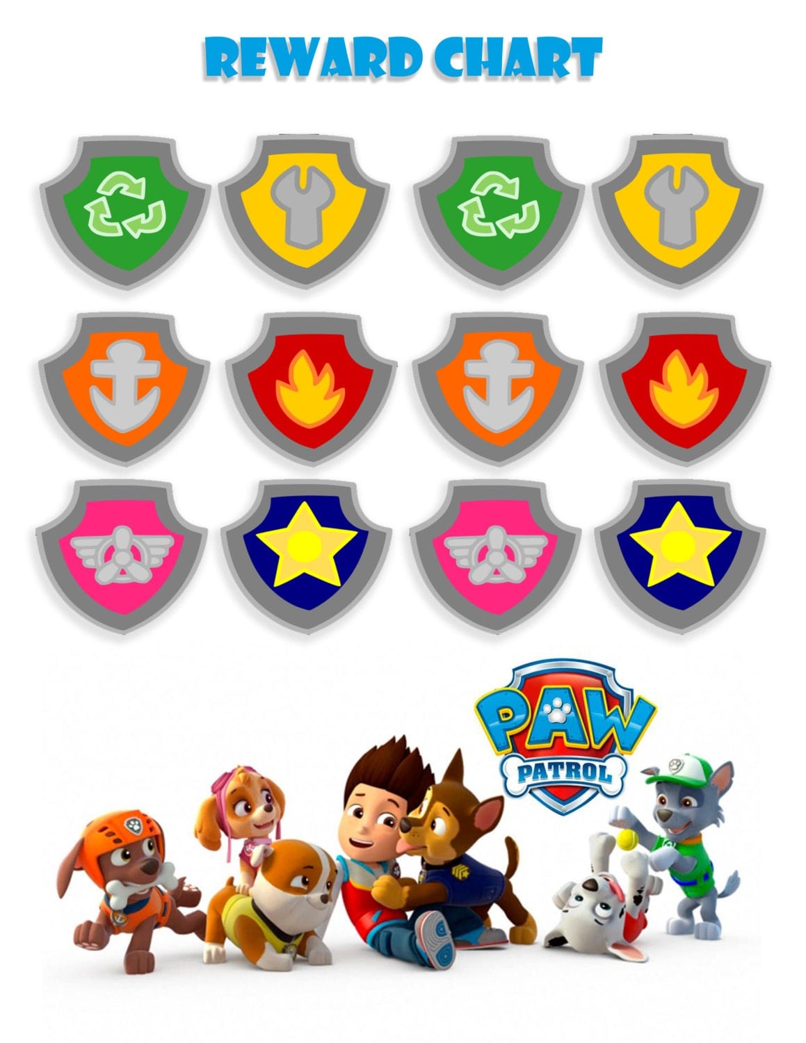 Paw Patrol Reward Chart by TCMoCreations on Etsy