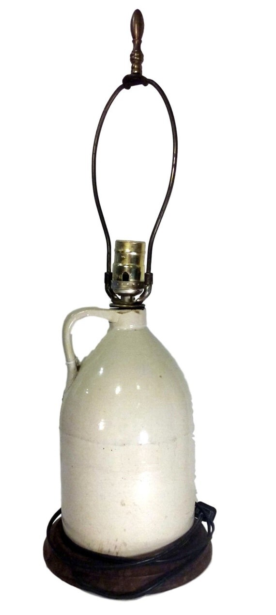 Antique Rustic Jug Lamp wired with a modern by NostalgiaVermont