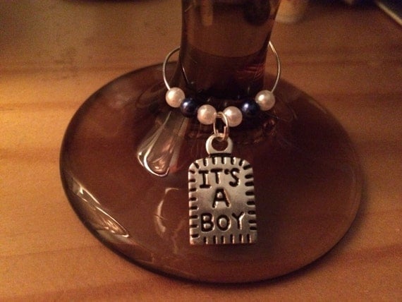 Baby Shower Favor Wine Glass Charms It\u002639;s A Boy by MarysPedestal