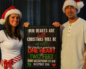 Christmas Pregnancy Announcement Christmas Pregnancy Reveal Xmas Pregnancy Announcement Growing Family One Heart Two Feet