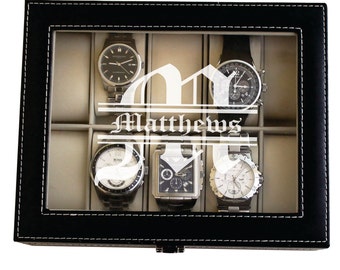 Personalized Watch Case, Mens Watch Box, Watch Box Personalized, Leather Watch Box, Mens Valet Box, Engraved Watch Box Case Storage