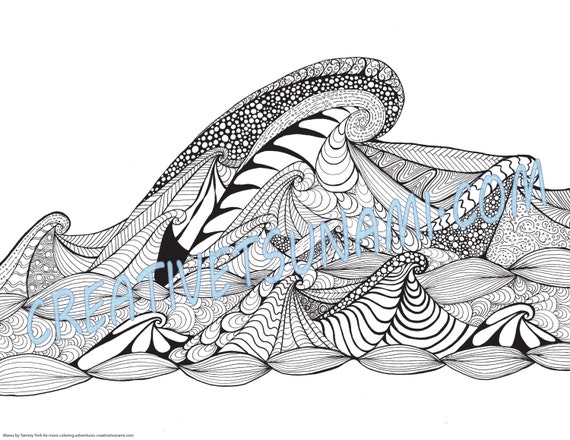 Adult Coloring Page Ocean Waves