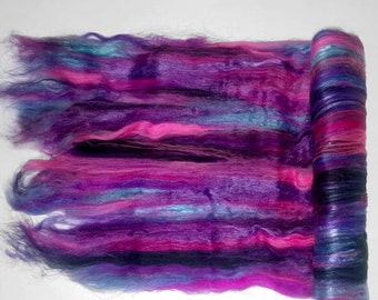 Electric - Art Batts - Spinning Felting Fiber Wool Sparkle - hot pink fuchsia purple black silk merino angelina - spinning felting