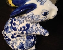 blue and white porcelain rabbit