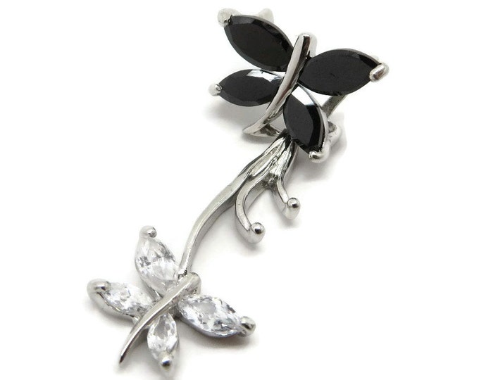 Vintage Butterfly Pendant, Sterling Silver Sapphire, Topaz Butterflies Necklace
