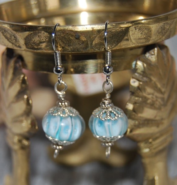 Items similar to Baby Blue Lampwork Dangle Earrings on Etsy