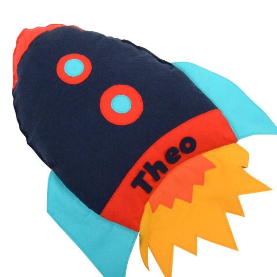 Personalised Space Rocket Handmade Cushion kid's