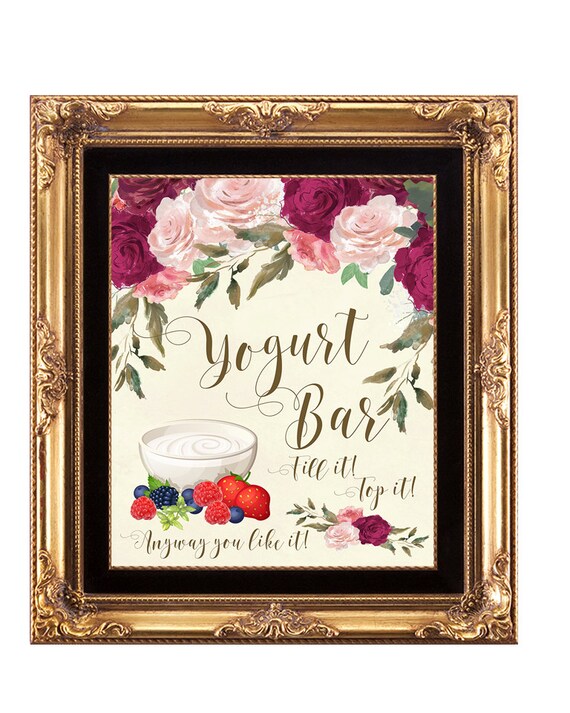 yogurt bar sign printable yogurt Bar sign digital yogurt bar