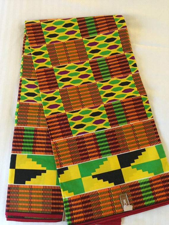 Graphic abstract colourful kente cloth by AfricanPrintFabric