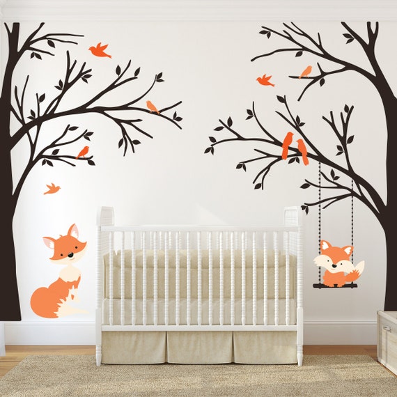 Full Color WINDOW Flower Wall Decor Decal Sticker Removable tree branches birds