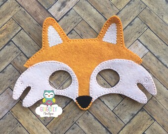 Fox Mask, Kids Dress Up Mask, Fox Costume Mask, Wool Blend Mask, Felt Fox Mask, Jungle Party Favor, Monkey Mask