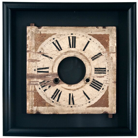 Framed Vintage Wood Clock Face by SalvatectureStudio on Etsy