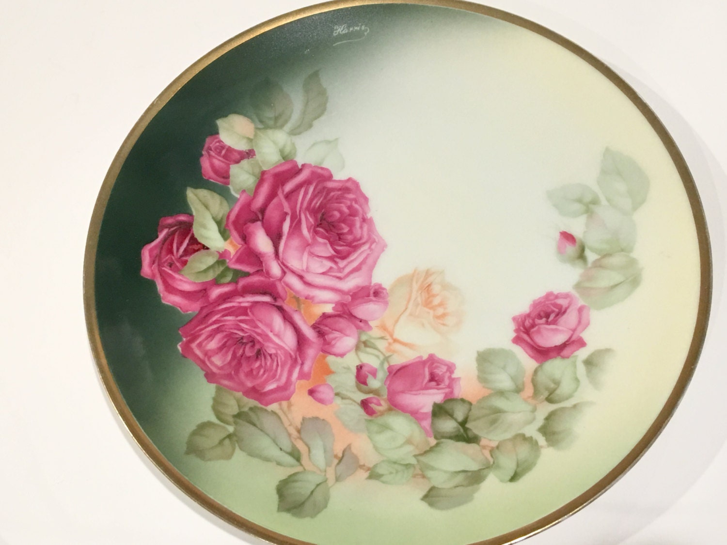 thomas sevres bavaria plate hand painted pink rose plate thomas sevres bavaria plate hand painted pink rose plate