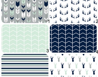 CRIB Bedding - Northern Lights - Woodland Deer Head, Moose, Arrow Nursery Bedding- Stokke Sheets, Crib Sheets, 4moms Breeze, Bassinet, Boppy