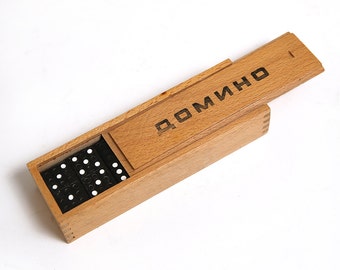 Vintage dominos game set, wooden domino set, antique toy game