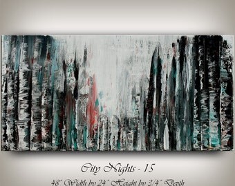 Large Cityscape Painting, Original Abstract Painting, Modern Cityscape Art, Modern Art, Contemporary city scape art, Office Decor, Nandita