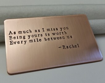 Wallet Insert card, Long distance relationship gift, Valentine's Gift, Military gift
