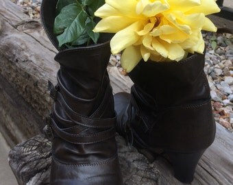 Leather Ankle Boots Vintage Booties Size 9 Decree Brand