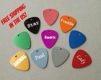 Laser Engraved Guitar Pick Pet Tag - Personalized Guitar Pick Tag - Engraved Dog Tag Cat Tag - Custom Guitar Pick - Gift for Musician