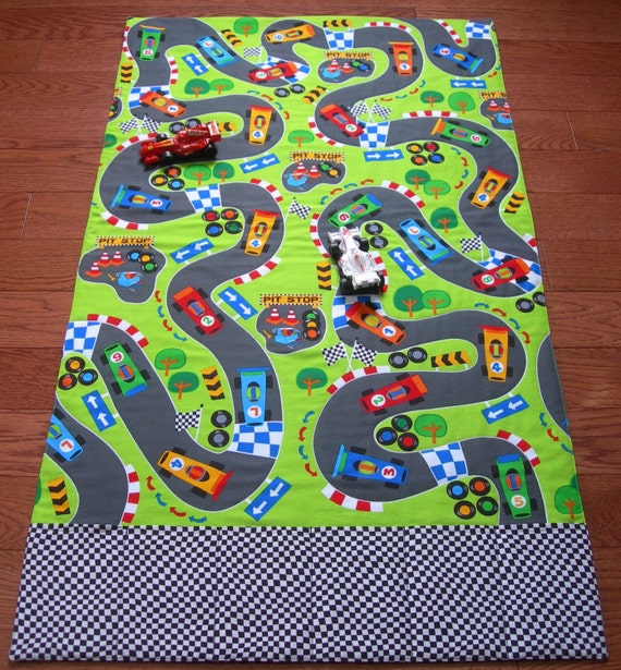 Race Track Roll Up Play MatPockets for ToysPlaymatCar Play