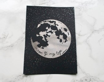 Moon of my Life Print / Game of Thrones Art / GOT Fan Gift / Gold Foil Print / Quote Prints / Geek Poster / Moon and Stars Quote / Moon art