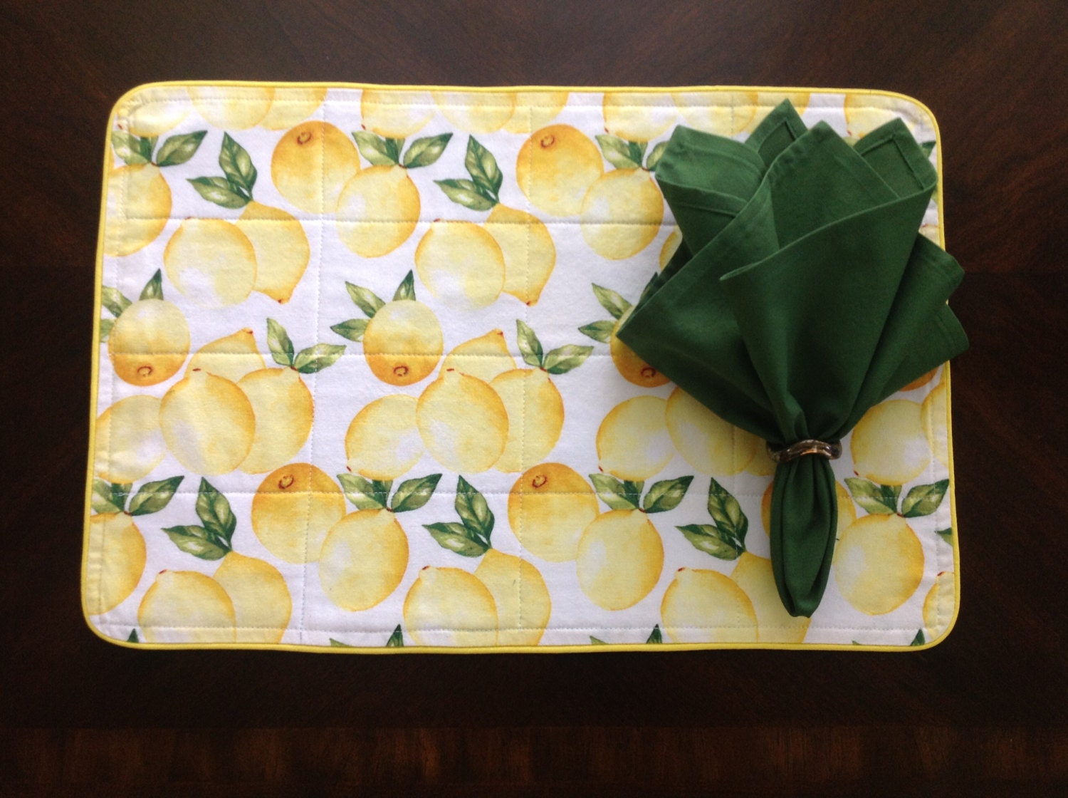 Placemats in a Bright Yellow Lemon Print Sets of 2