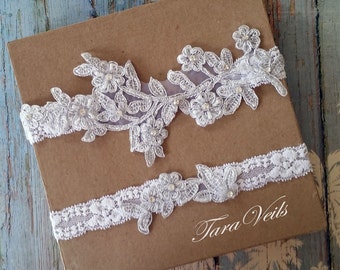 wedding garter, Bridal garter set , White Garter, Off White wedding garters, bridal garter, Floral lace garter, Vintage Garter,Single Garter
