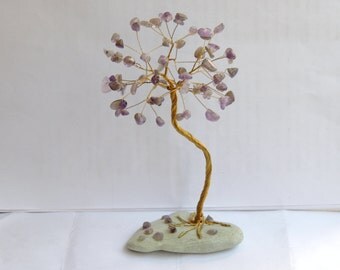 Amethyst wire tree sculpture, wedding anniversary gift, Aquarius Birthstone, February Birthstone, gemstone tree, crystal tree, gemstone tree