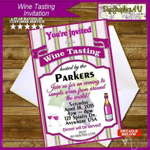 Printable Wine Tasting Party Invitation by DigiGraphics4u on Etsy