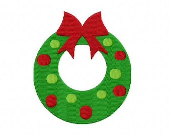 4X4 Christmas Wreath Machine Embroidery Design Multiple Formats Available - Instant Download