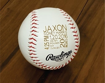 Personalized Engraved Baseball for Baby Birth Announcement, Newborn Stats, Sports Nursery