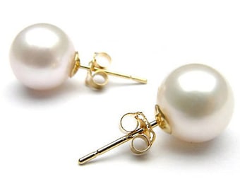 Freshwater Pearl Earrings 8 mm-Bridal Earrings-Wedding Jewelry-Pearl studs-Freshwater pearl stud-Birthday gift -pearl earrings wedding