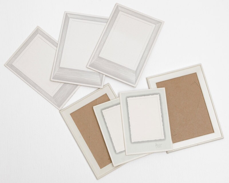 Vintage Unused Picture Frame Lot with 7 Cardstock Paper and Plastic