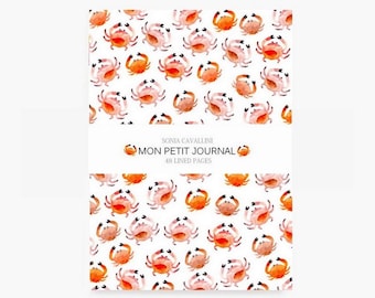 Notebook, journal, diary, crab, A6, stationery, carnet, summer, travel notebook, papergoods, sea, ocean, cute stationery
