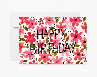 Card, Greeting card, Happy Birthday, stationery, carte de vœux, anniversaire, fête, carte postale, fleurs, livraison gratuite france