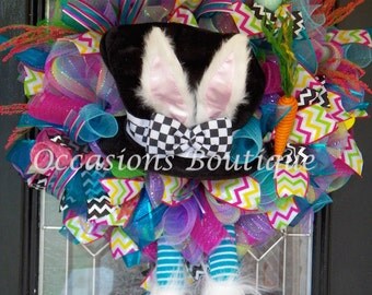 Easter Wreath, Easter Bunny Wreath, Spring Wreaths, Easter Decoration, Front door Wreaths, Whimsical Easter Wreath, Bunny Wreath
