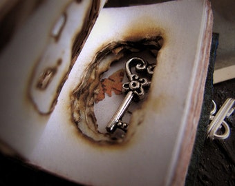 Miniature book necklace witch grimoire pendant book of shadow magic tiny secret antique key yule gift idea romantic gothic wiccan pagan