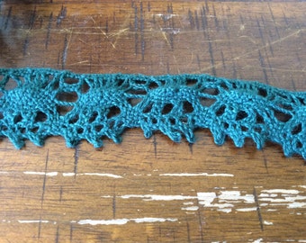 Green crochet lace trim, sold as 5 yards an order or 35 dollars for the entire bolt, great for St. Patricks Day, Spring decor, crafts