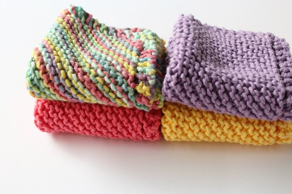 Download Hand Knit Washcloths Knit Cotton Dishcloths Set of 4 Color
