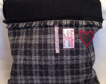 Black with Grey and Black Harris Tweed Bag