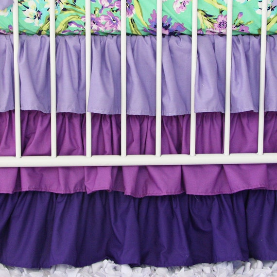 Purple Gradient Ombre Ruffle Crib Skirt Purple Lavender