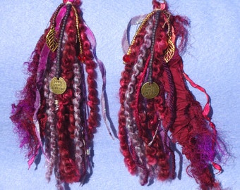 Boho fiber earrings, shoulder dusters, textile earrings, hippie earrings, chic