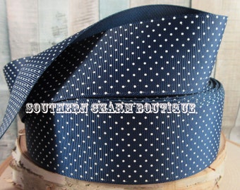 3 yards of 1 1/2" Navy Blue Swiss dot grosgrain ribbon