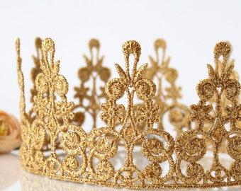 Adult Queen Lace Crown - Quinn - Lace Crown - Gold - Full Size - Adult - Tiara - Princess - Photo Props - Birthday - Regal