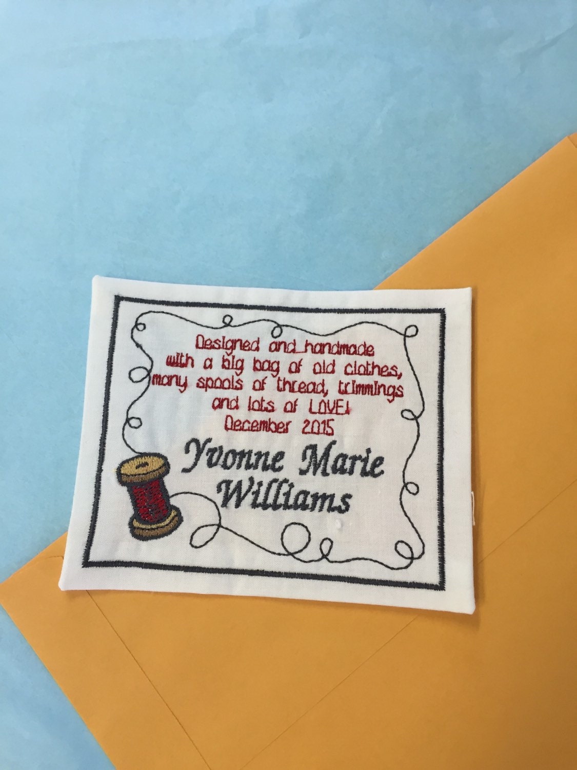 Custom quilt label machine embroidery by Rosan