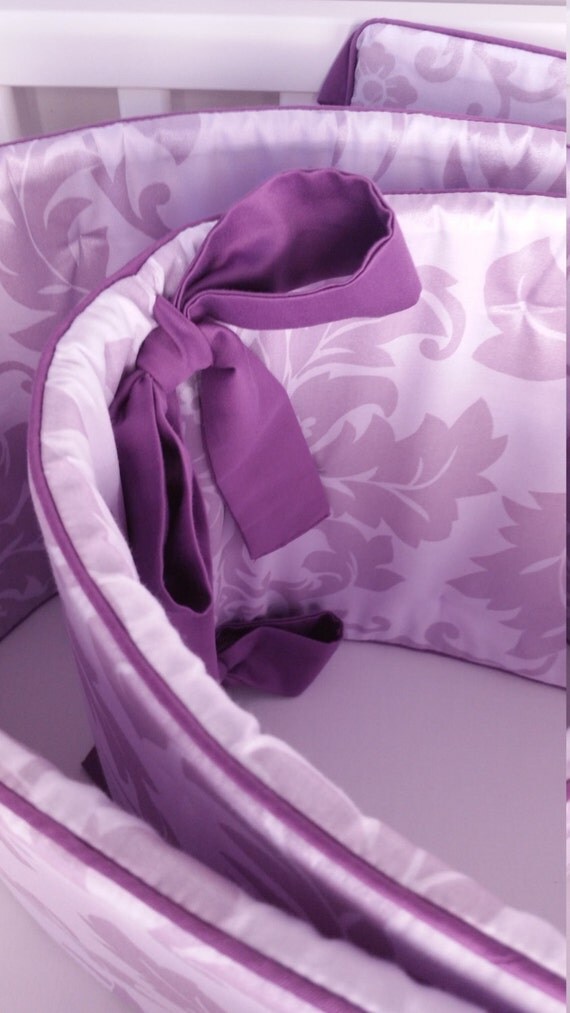 Items similar to crib bumper, crib bedding, baby bedding, purple, 4