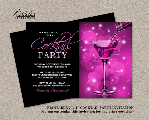 Printable Cocktail Party Invitation For Birthday Party Girls
