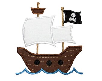 Pirate Ship Applique Machine Embroidery Design
