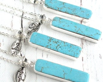 Bridal Party Gifts-Turquoise Jewelry-Turquoise and Silver Necklace-Turquoise Pendant Necklace-Bridesmaid Necklaces-Rustic Bridal Party Gifts