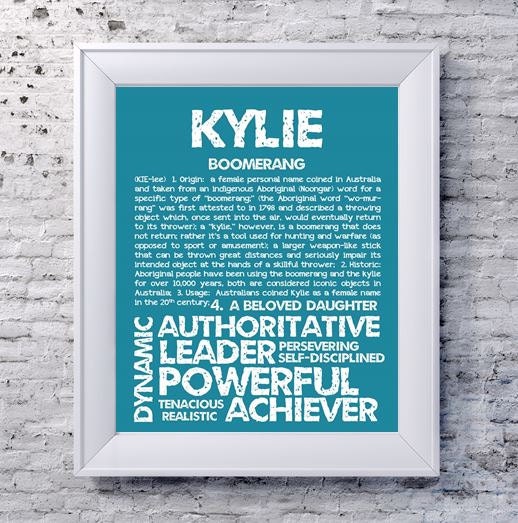 Kylie Personalized Name Print   Typography Print   Detailed